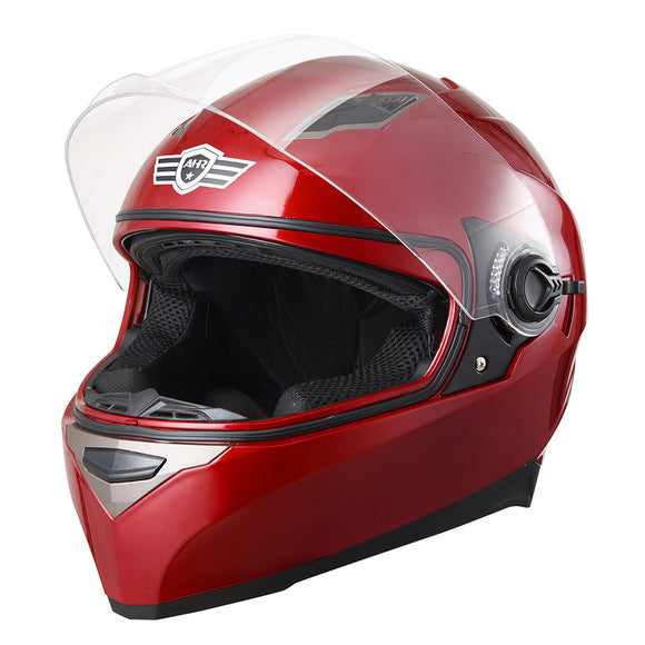 Yescom DOT Motorcycle Helmet Full Face Dual Visors Red Image