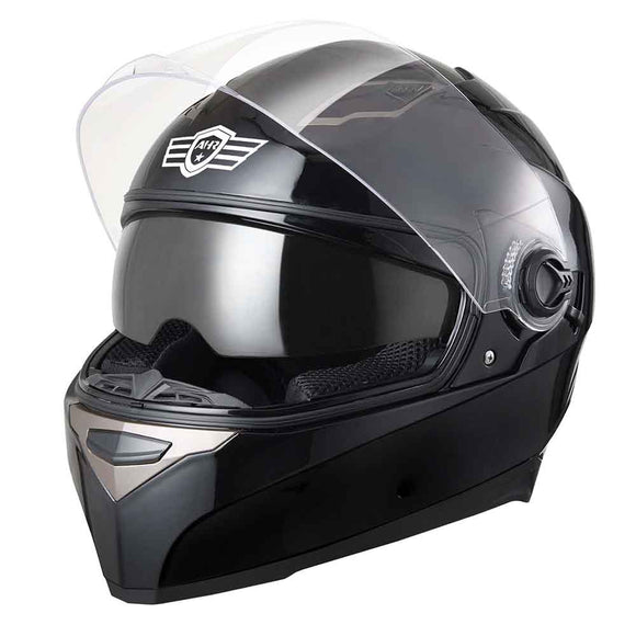 Yescom DOT Motorcycle Helmet Full Face Dual Visors Black Image