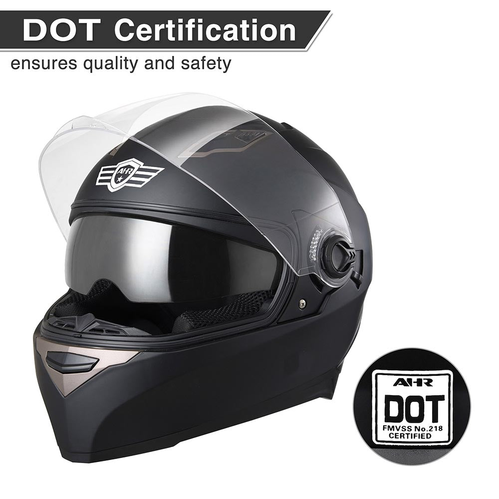 Yescom DOT Motorcycle Helmet Full Face Dual Visors Matte Black Image