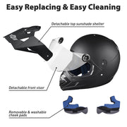 Yescom Offroad Helmet DOT Full Face Dirt Bike Black Image