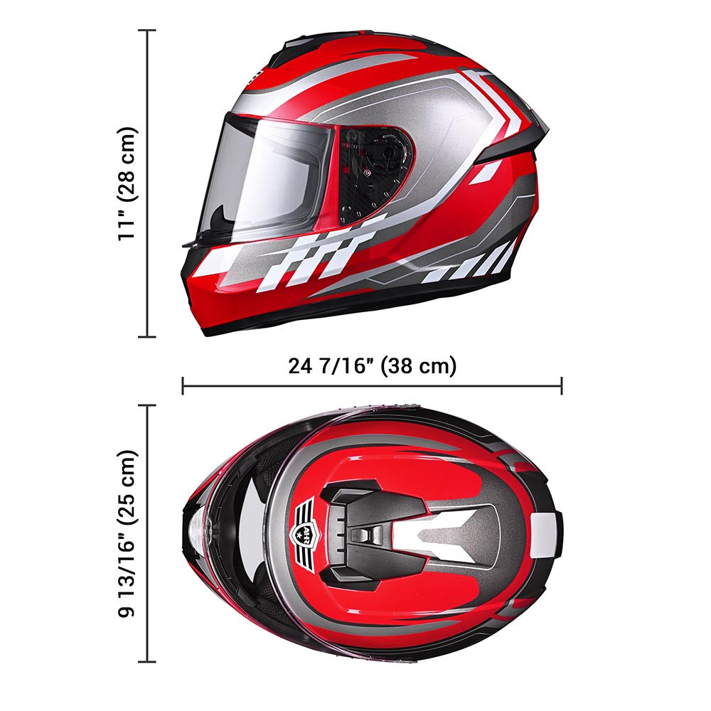 Yescom RUN-F3 DOT Motorcycle Helmet Full Face Red Image