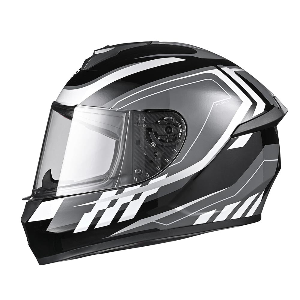 Yescom RUN-F3 DOT Motorcycle Helmet Full Black Gray, S(55-56cm) Image