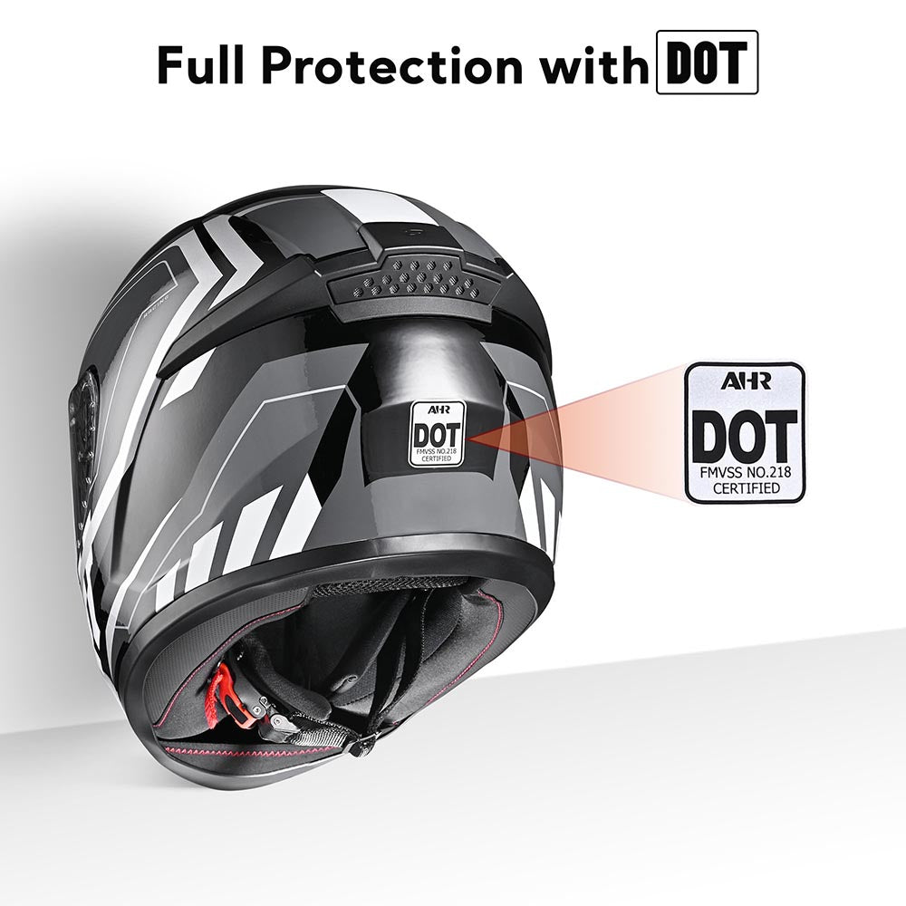 Yescom RUN-F3 DOT Motorcycle Helmet Full Black Gray Image