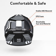 Yescom RUN-F3 DOT Motorcycle Helmet Full Black Gray Image