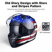 Yescom RUN-F DOT Full Face Helmet Dual Visor Flag Image