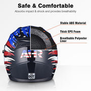 Yescom RUN-F DOT Full Face Helmet Dual Visor Flag Image