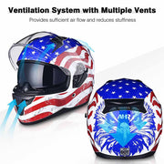 Yescom RUN-F DOT Full Face Helmet Dual Visor Eagle Image