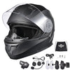 AHR RUN-M3 Modular Helmet w/ Bluetooth Flip Up DOT Matte Black