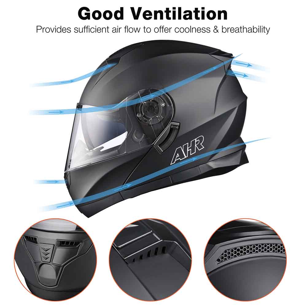 Yescom RUN-M3 Modular Helmet w/ Bluetooth Flip Up DOT Matte Black Image