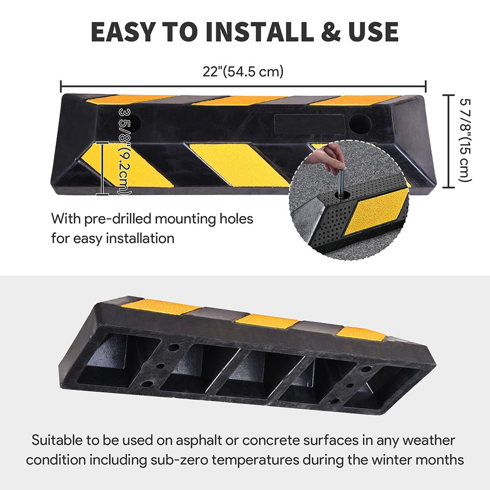 Yescom 22 in Commercial Rubber Parking Stop Block Wheel Tire Curb Image