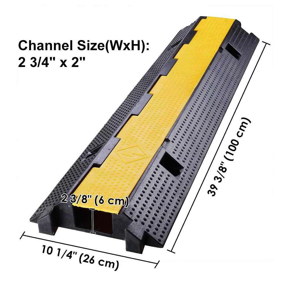 Yescom Cable Ramp Protector Rubber Cable Cover 1-Channel for 2" Cables Image