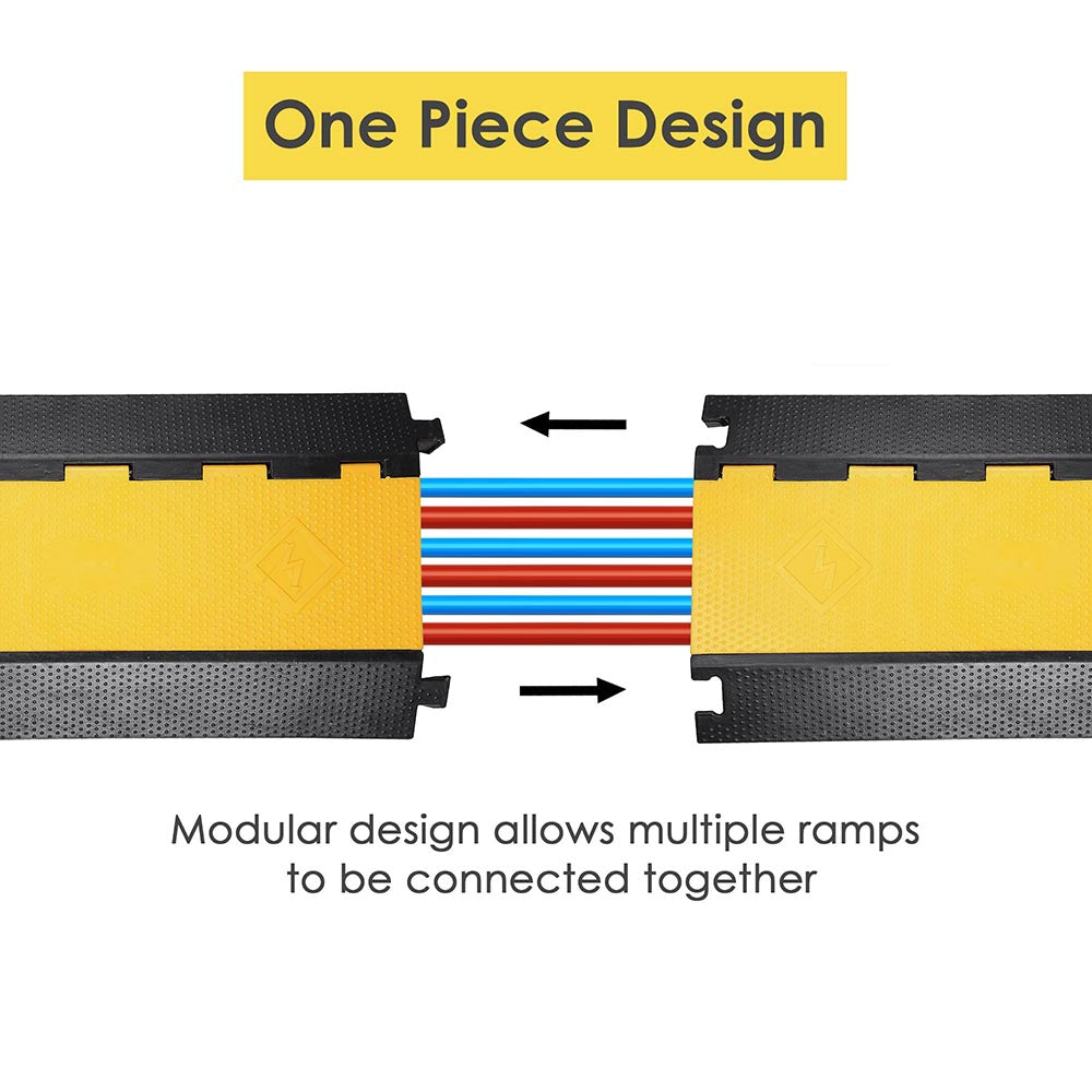 Yescom Cable Ramp Protector Rubber Cable Cover 3-Channel for 2" Cables Image