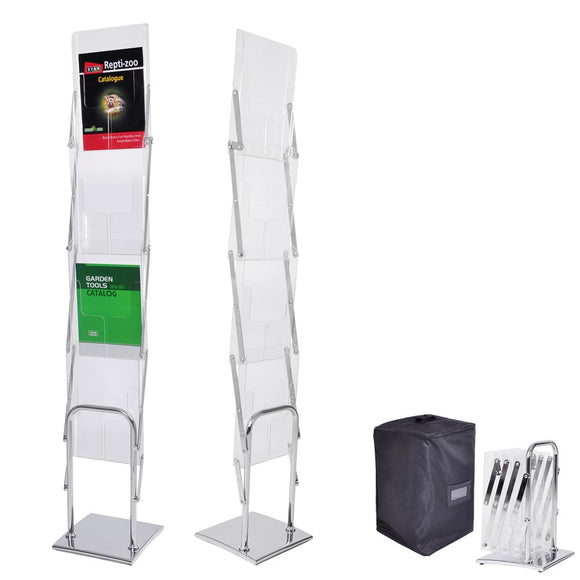 Yescom Collapsible Literature Stand Brochure Rack 4 Pocket w/ Bag Image