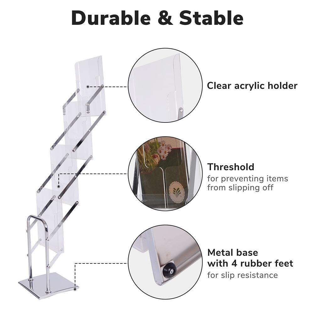 Yescom Collapsible Literature Stand Brochure Rack 4 Pocket w/ Bag Image