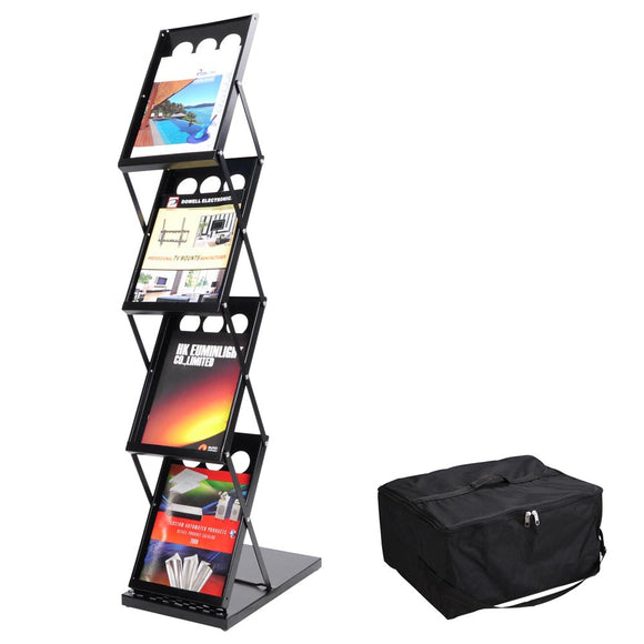 Yescom Collapsible Literature Rack Display Stand 4 Pocket w/ Bag Image