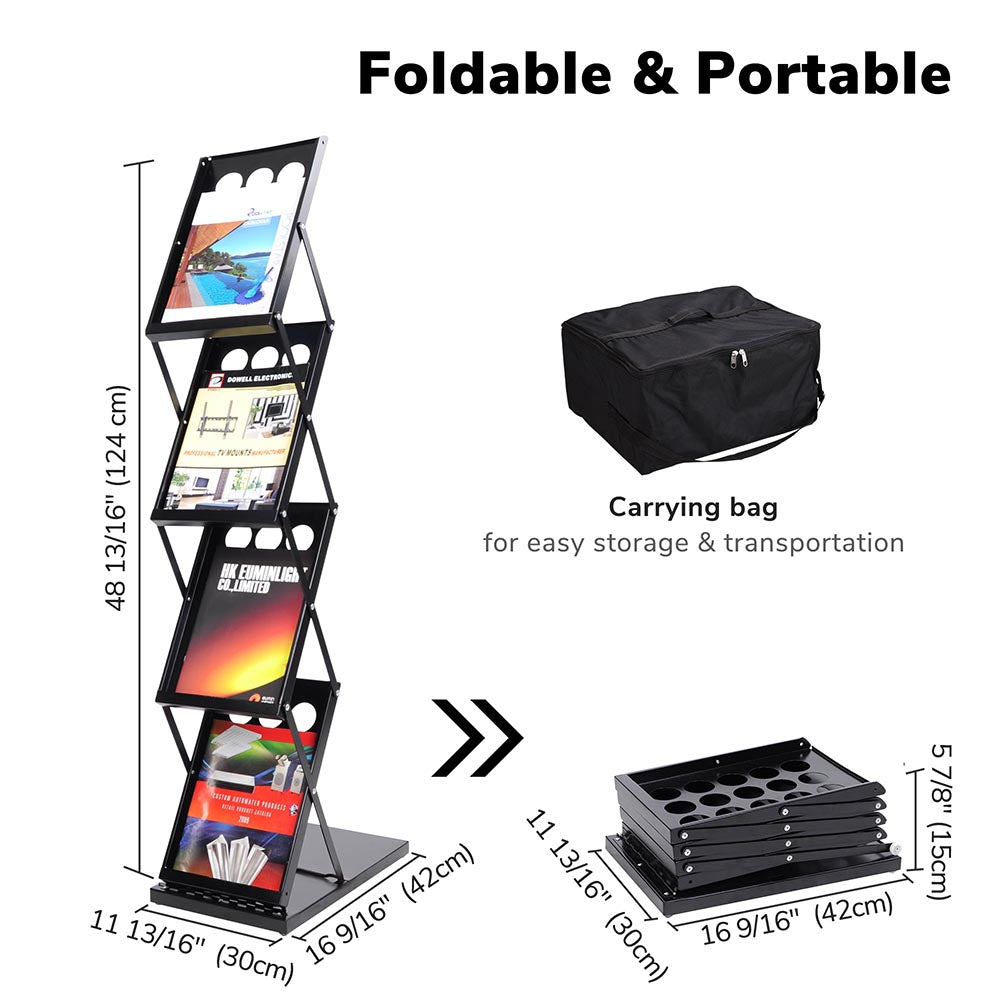 Yescom Collapsible Literature Rack Display Stand 4 Pocket w/ Bag Image