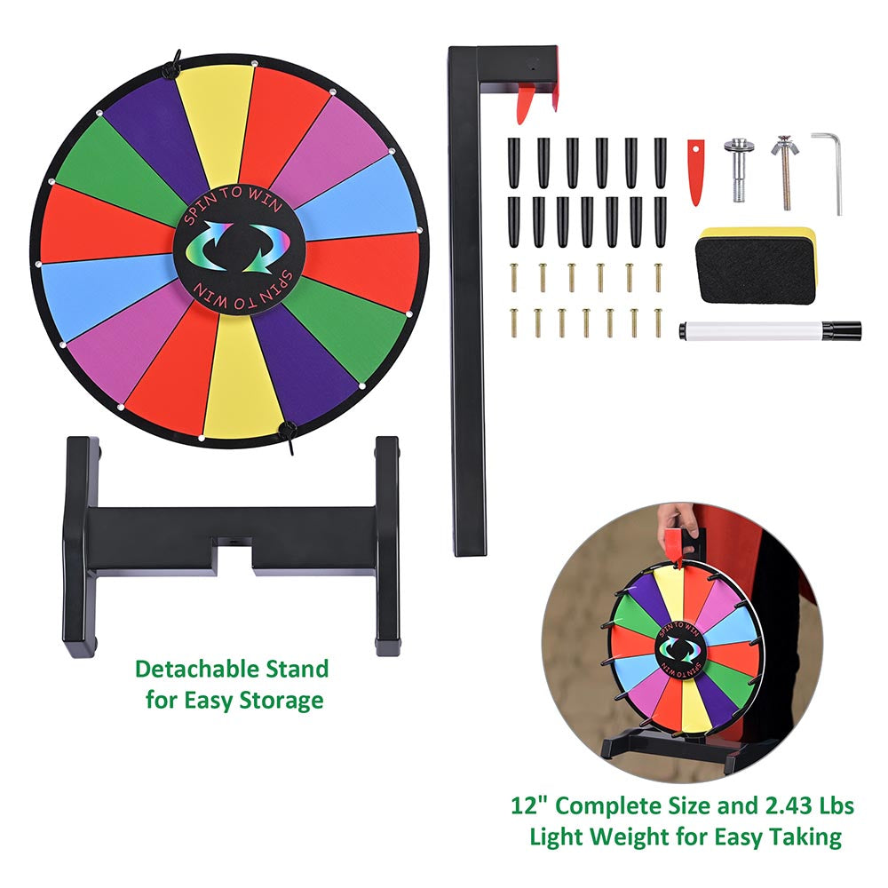 Yescom 12" Tabletop Prize Wheel Color Dry Erase Image