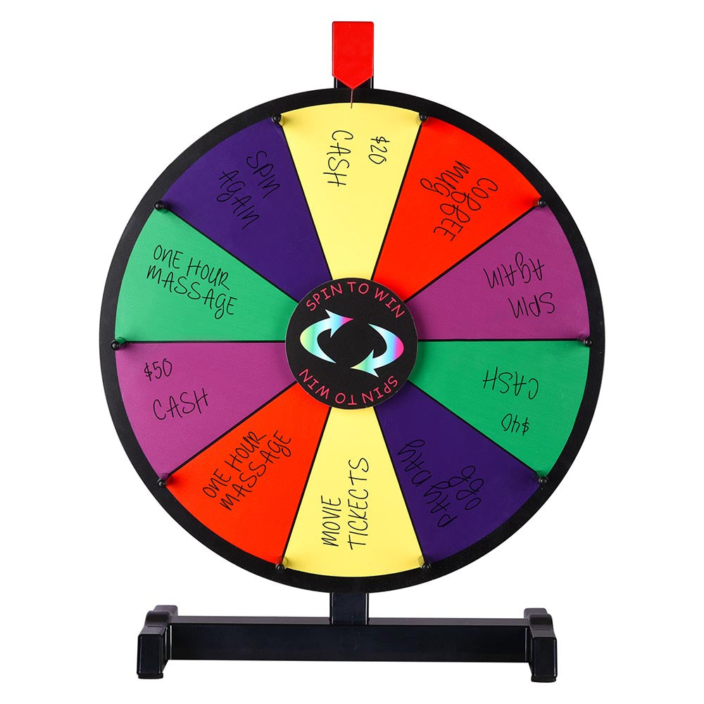 Yescom 15" Tabletop Prize Wheel Dry Erase Dark Rainbow Image