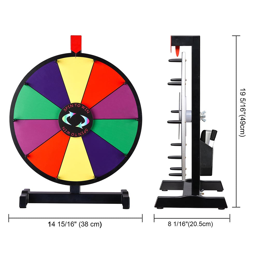 Yescom 15" Tabletop Prize Wheel Dry Erase Dark Rainbow Image