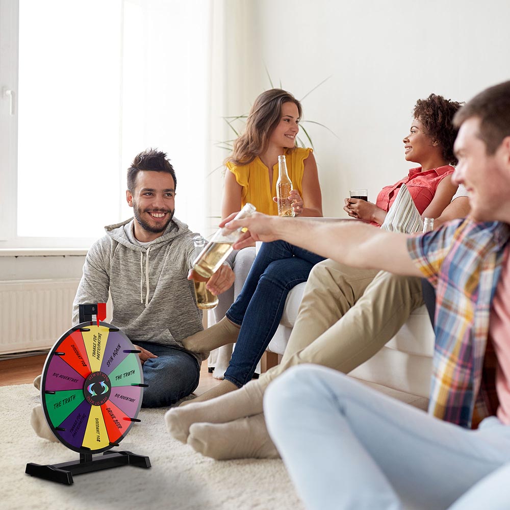 Yescom 15" Tabletop Prize Wheel Dry Erase Dark Rainbow Image