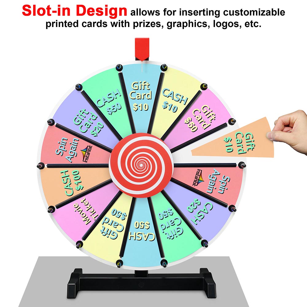 Yescom 18" Tabletop Prize Wheel Dry Erase, Black Image