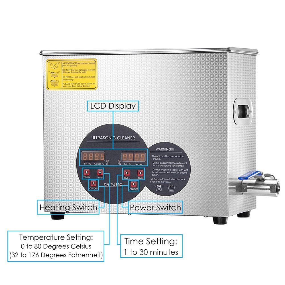 Yescom 6L Stainless Steel Digital Ultrasonic Cleaner Machine Image