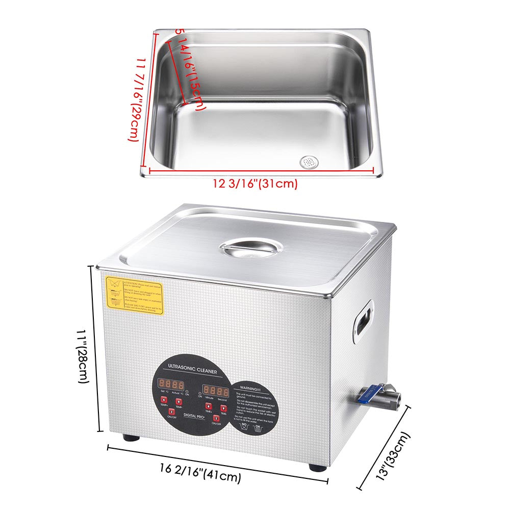 Yescom 15L Stainless Steel Digital Ultrasonic Cleaner Machine Image