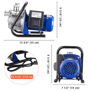 Yescom Water Pump Electric Irrigation Pump Stainless Steel 1.3HP 770gph Image