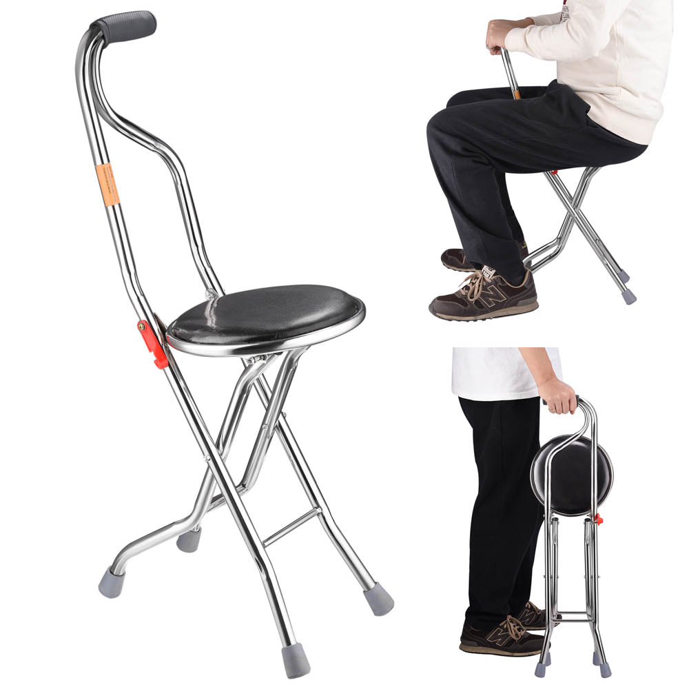 Yescom Medical Folding Walking Cane w/ Seat Lightweight Stool Image