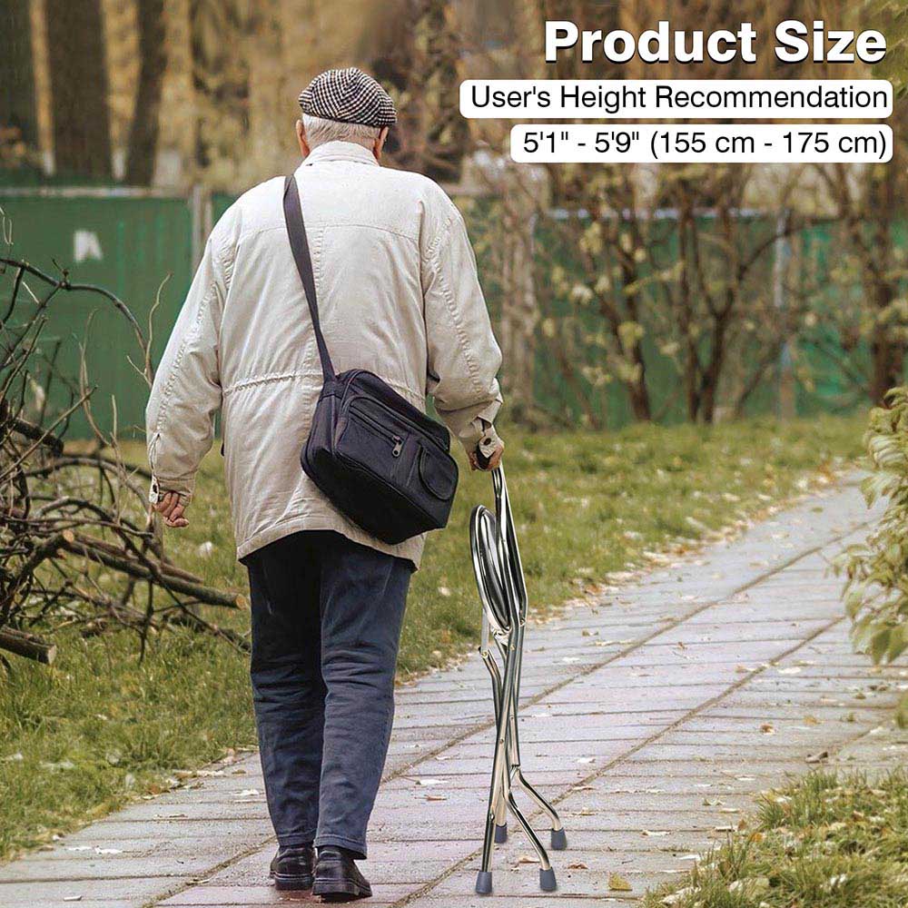 Yescom Medical Folding Walking Cane w/ Seat Lightweight Stool Image