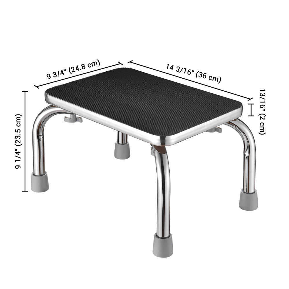 Yescom Medical Single Step Stool Footstool Chrome Steel Non-skid Rubber Image