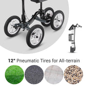 Yescom Folding All-Terrain Knee Walker Scooter Steerable Brake Basket Pump Image