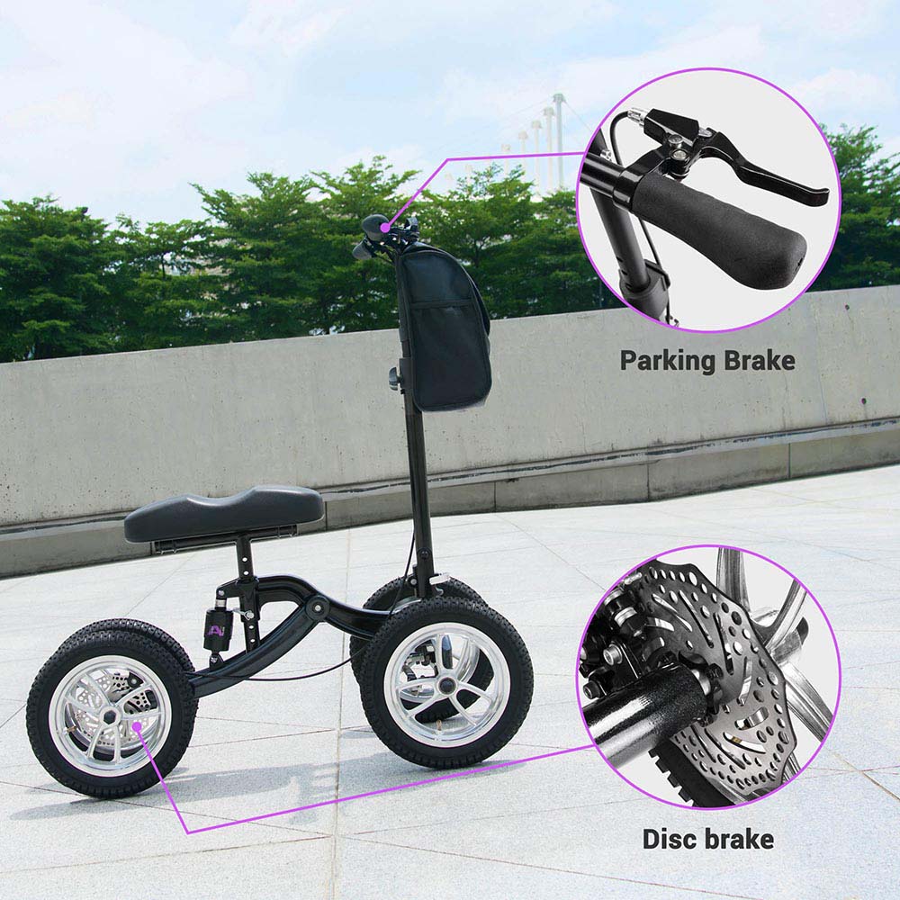 Yescom Folding All-Terrain Knee Walker Scooter Steerable Brake Basket Pump Image