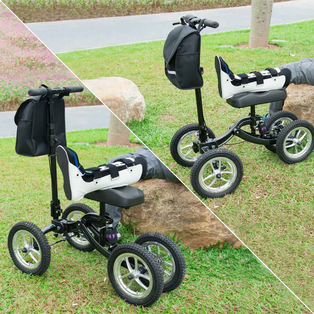 Yescom Folding All-Terrain Knee Walker Scooter Steerable Brake Basket Pump Image