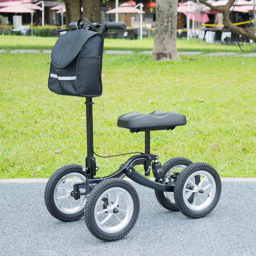 Yescom Folding All-Terrain Knee Walker Scooter Steerable Brake Basket Pump Image