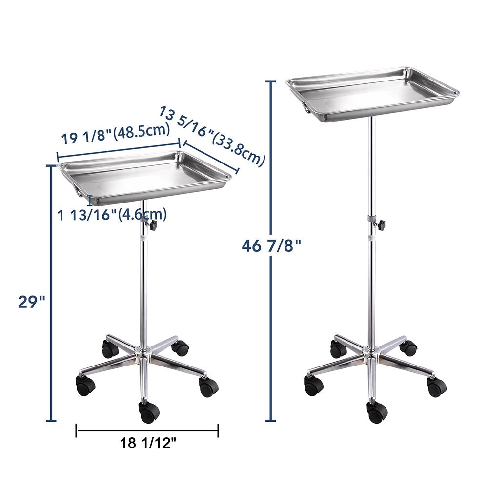 Yescom Mayo Stand Medical Equipment Stainless Steel Tray 5 Legs Image