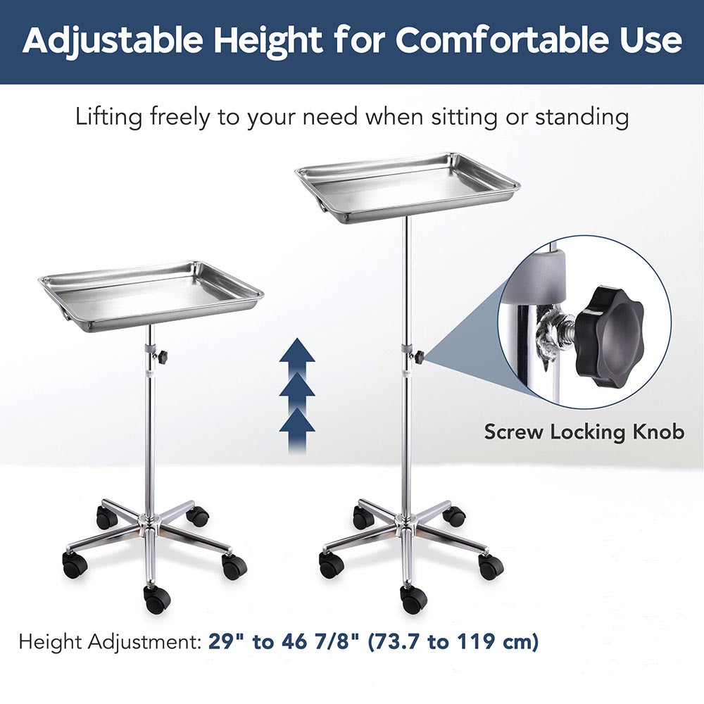 Yescom Mayo Stand Medical Equipment Stainless Steel Tray 5 Legs Image