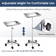 Yescom Mayo Stand Medical Equipment Stainless Steel Tray 5 Legs Image