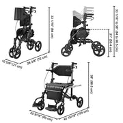 Yescom Rollator Walker with Seat Footrest Armrest Backrest 4 Wheels Image