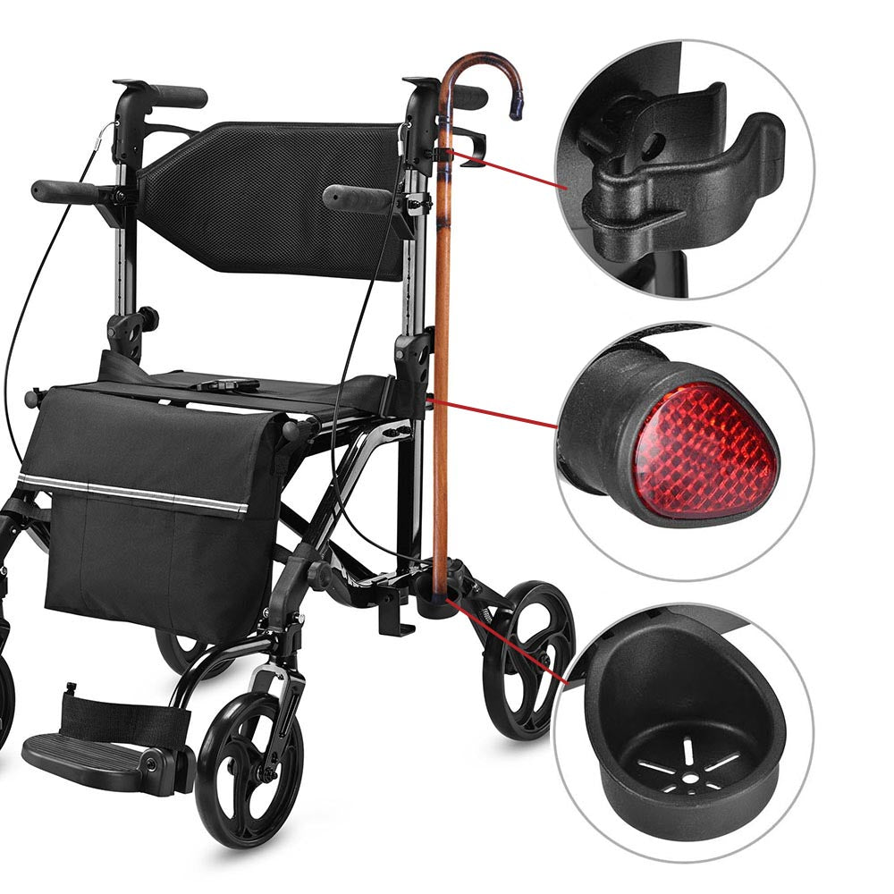 Yescom Rollator Walker with Seat Footrest Armrest Backrest 4 Wheels Image