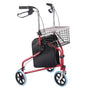 Yescom 3 Wheels Aluminum Rollator Walker w/ Brakes Basket & Bag, Red Image