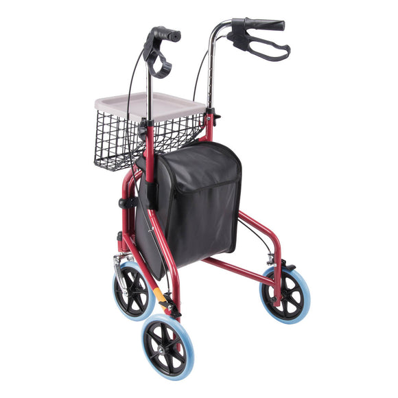 Yescom 3 Wheels Aluminum Rollator Walker w/ Brakes Basket & Bag Image