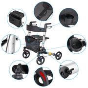 Yescom Foldable 4 Wheels Aluminum Rollator Walker w/ Brakes Image