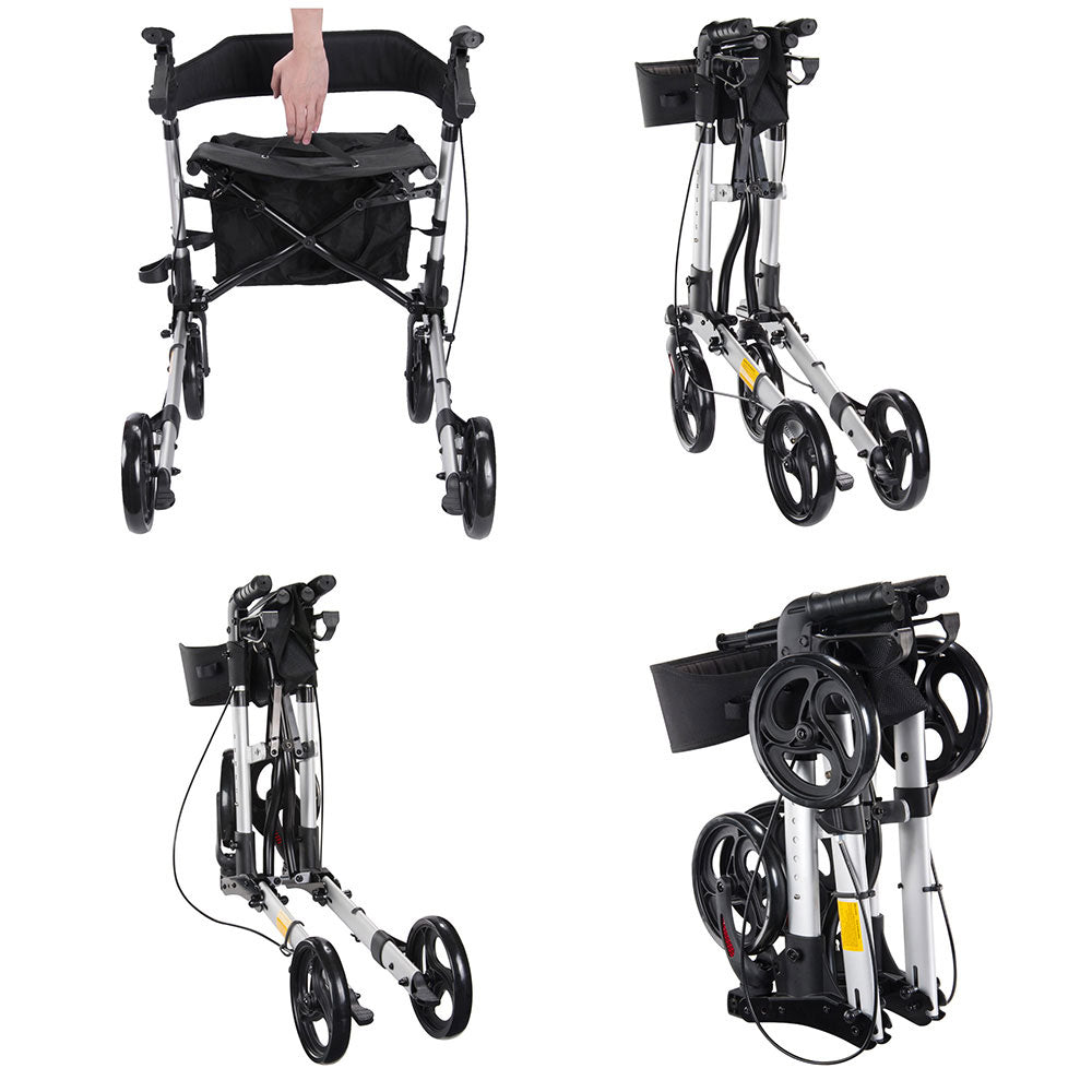 Yescom Foldable 4 Wheels Aluminum Rollator Walker w/ Brakes Image