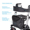 Yescom Foldable 4 Wheels Aluminum Rollator Walker w/ Brakes