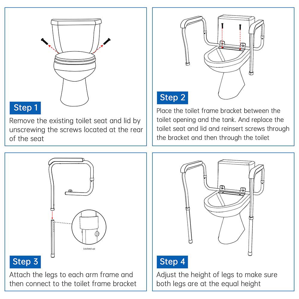 Yescom Handicap Toilet Safety Rail Grab Bar 375lbs Support Adjustable Image