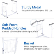 Yescom Freestanding Toilet Safety Rail Handrail with Magazine Rack Image