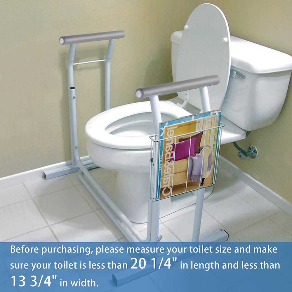 Yescom Freestanding Toilet Safety Rail Handrail with Magazine Rack Image