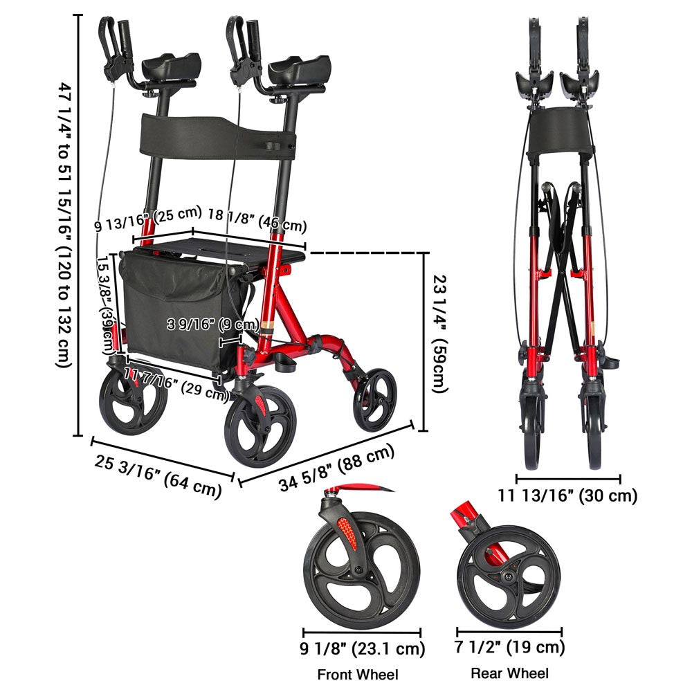 Yescom Upright Walker Stand Up Walker Folding Rollator 4 Wheels Image