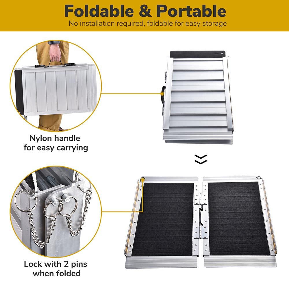 Yescom Wheelchair Ramp 600lb Capacity 2'x29" Aluminum w/ Non-Slip Surface Image